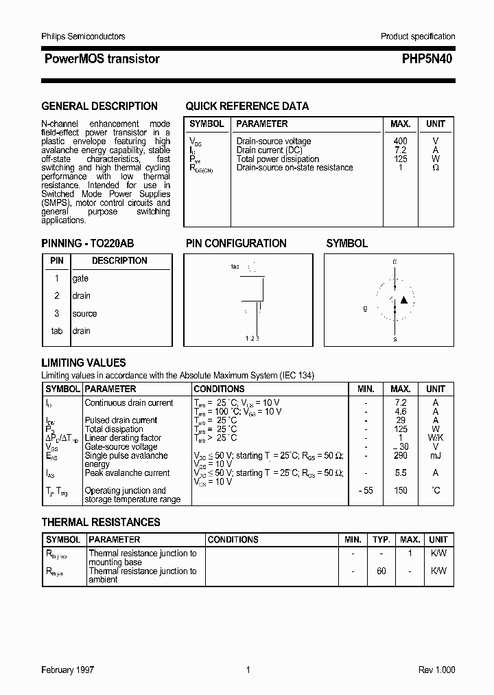 PHP5N40_1145724.PDF Datasheet