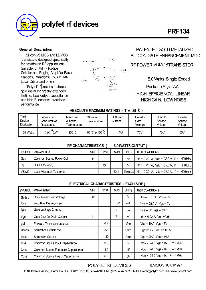 PRF134_1297432.PDF Datasheet