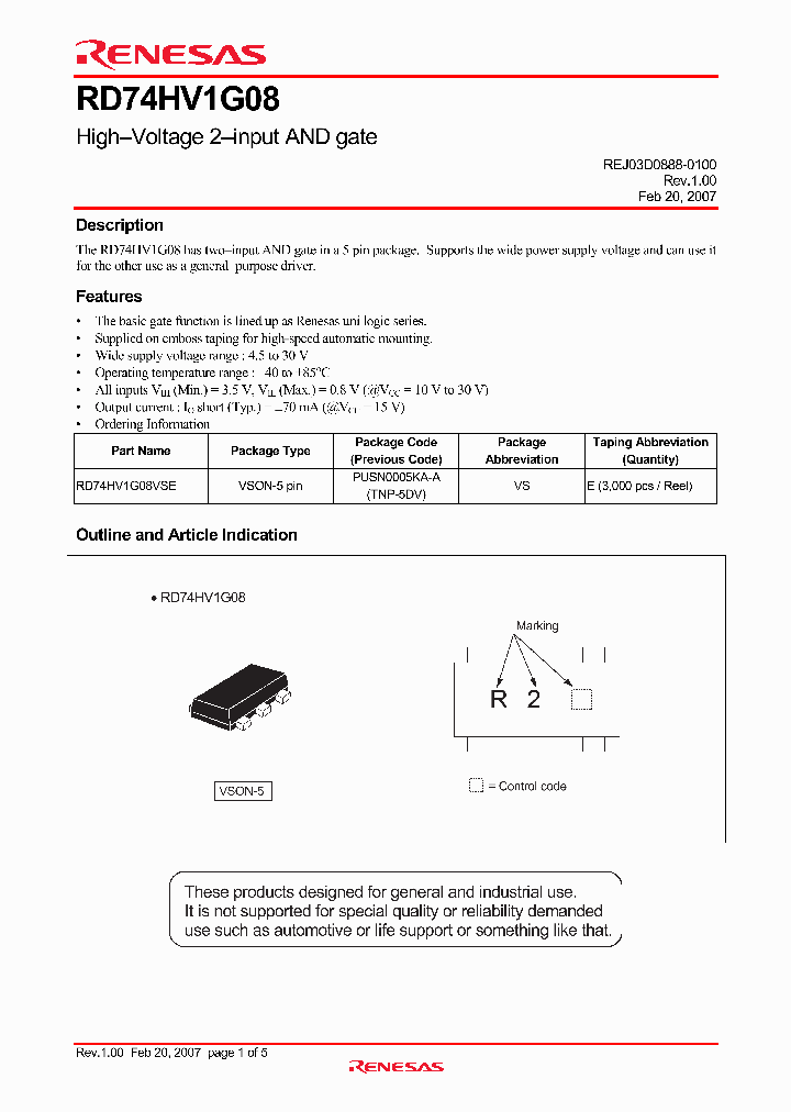 RD74HV1G08VSE_1300995.PDF Datasheet