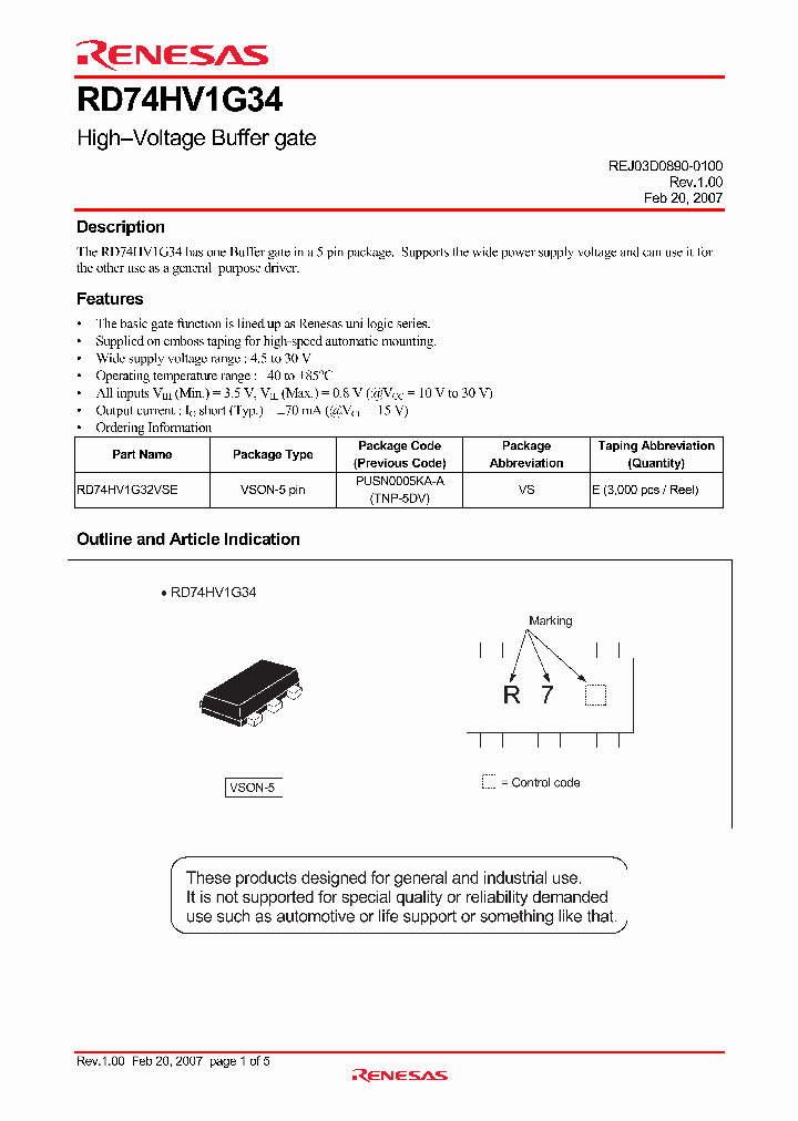 RD74HV1G34_1300997.PDF Datasheet