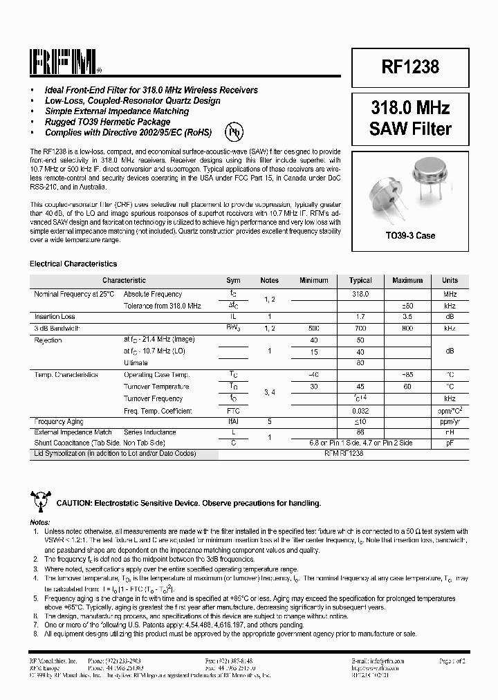 RF1238_1301182.PDF Datasheet