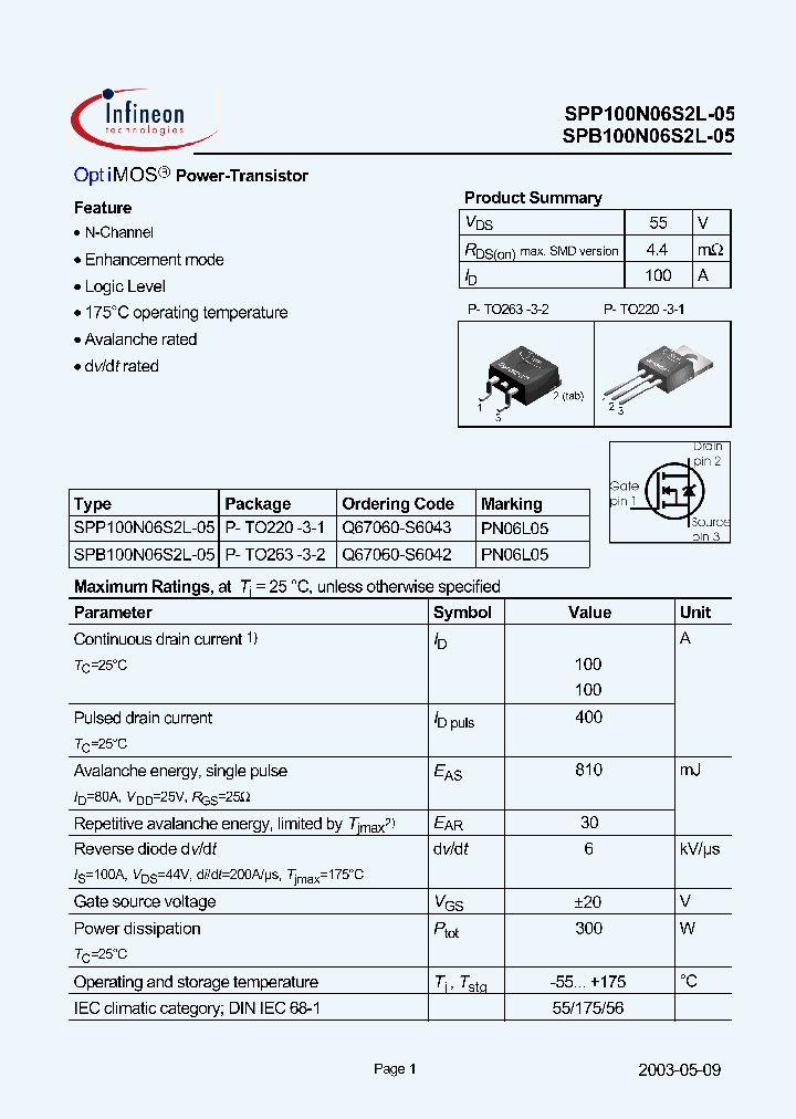 SPB100N06S2L-05_1141205.PDF Datasheet