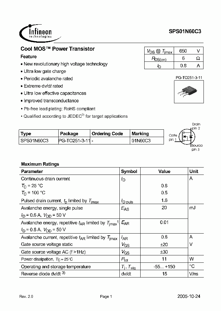 SPS01N60C3_1315645.PDF Datasheet