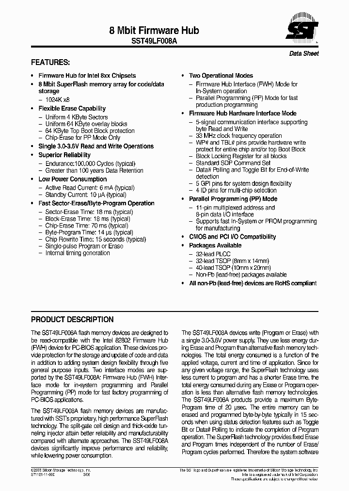 SST49LF008A-33-4C-EIE_1027235.PDF Datasheet