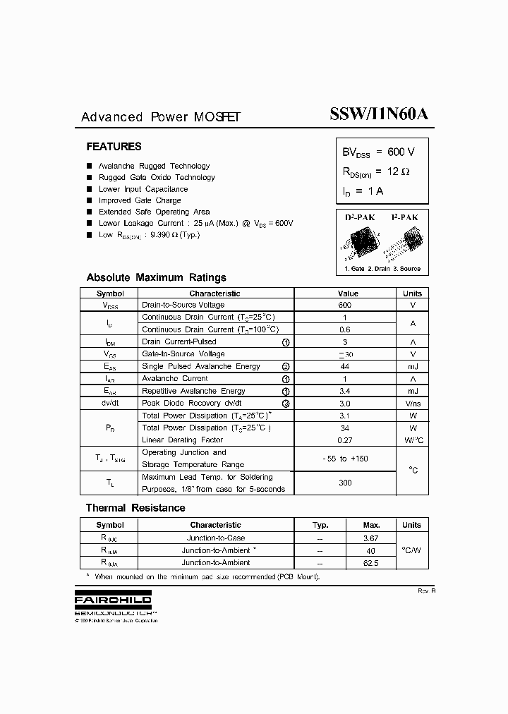 SSW1N60A_1317147.PDF Datasheet