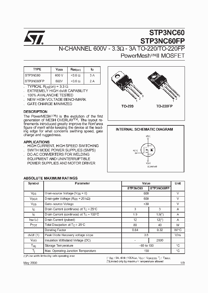 STP3NC60FP_1318968.PDF Datasheet