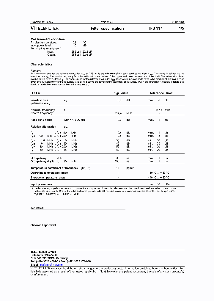 TFS117_1324379.PDF Datasheet