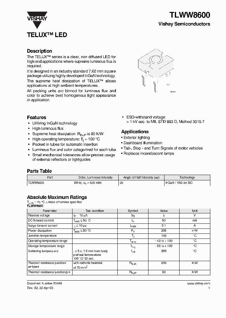TLWW8600_1326723.PDF Datasheet