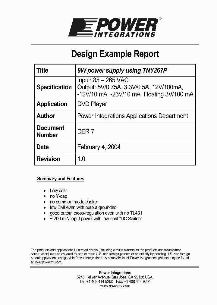 TNY267P1_1327618.PDF Datasheet