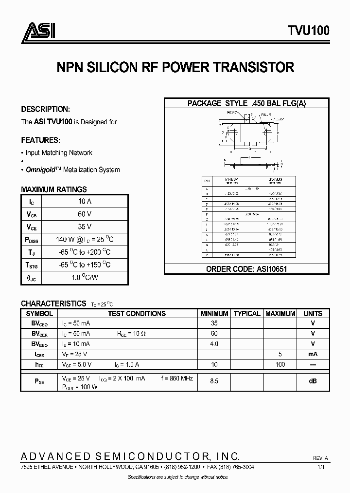 TVU100_1329874.PDF Datasheet