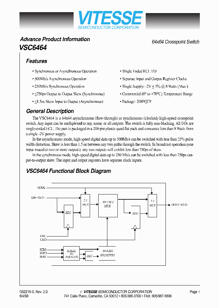 VSC6464_1335037.PDF Datasheet