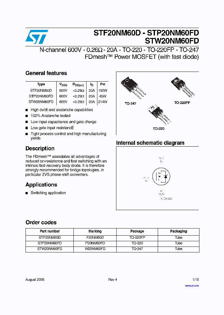 W20NM60FD_1335397.PDF Datasheet