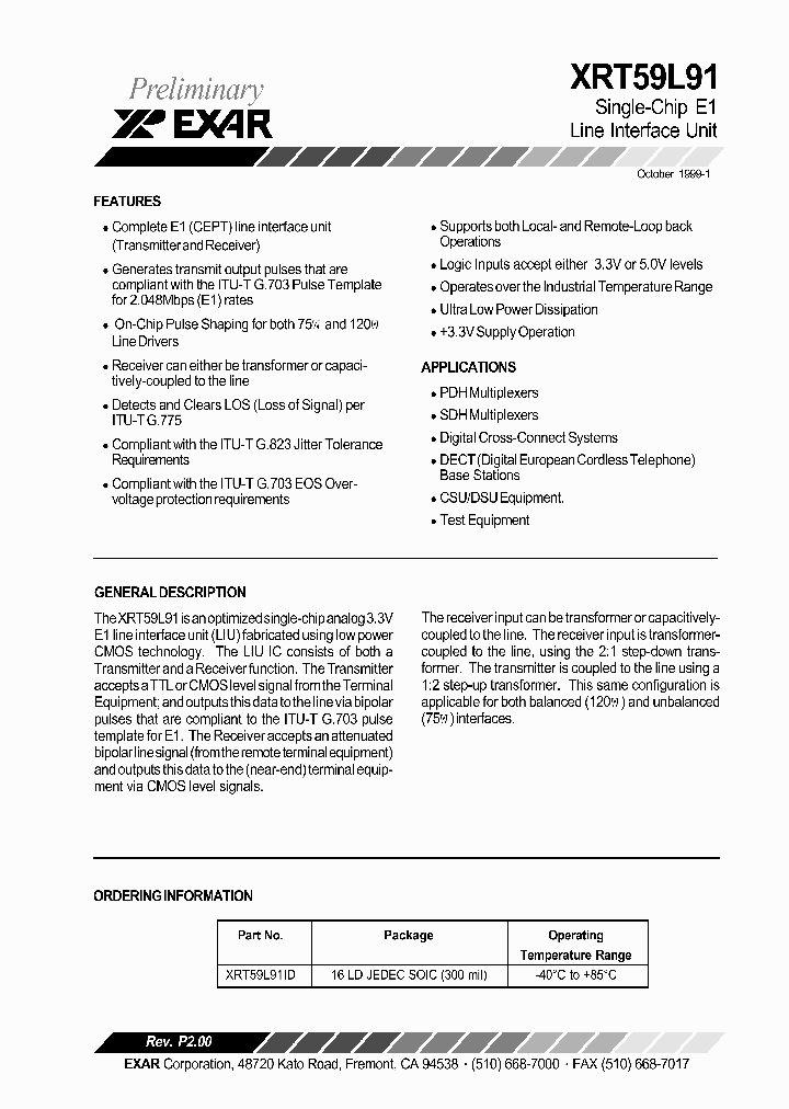 XRT59L91ID_1338358.PDF Datasheet