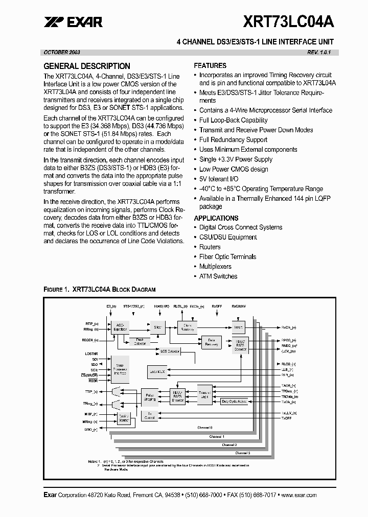 XRT73LC04A_1177756.PDF Datasheet