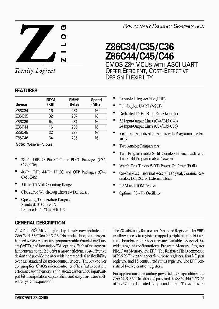 Z86C44_1109736.PDF Datasheet