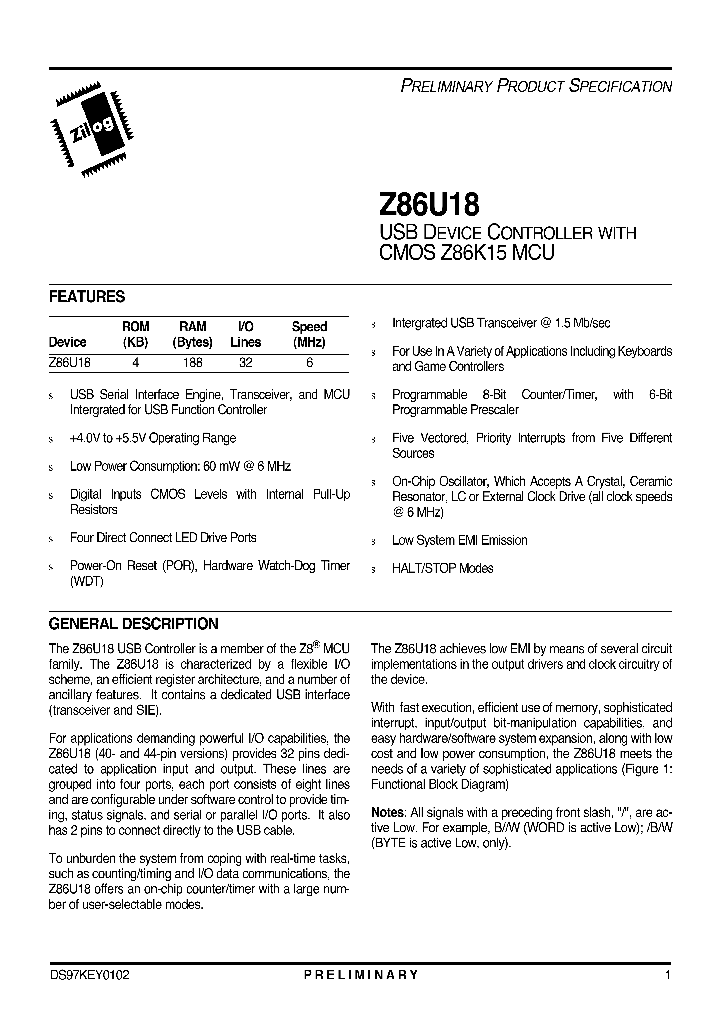 Z86U18_1338905.PDF Datasheet