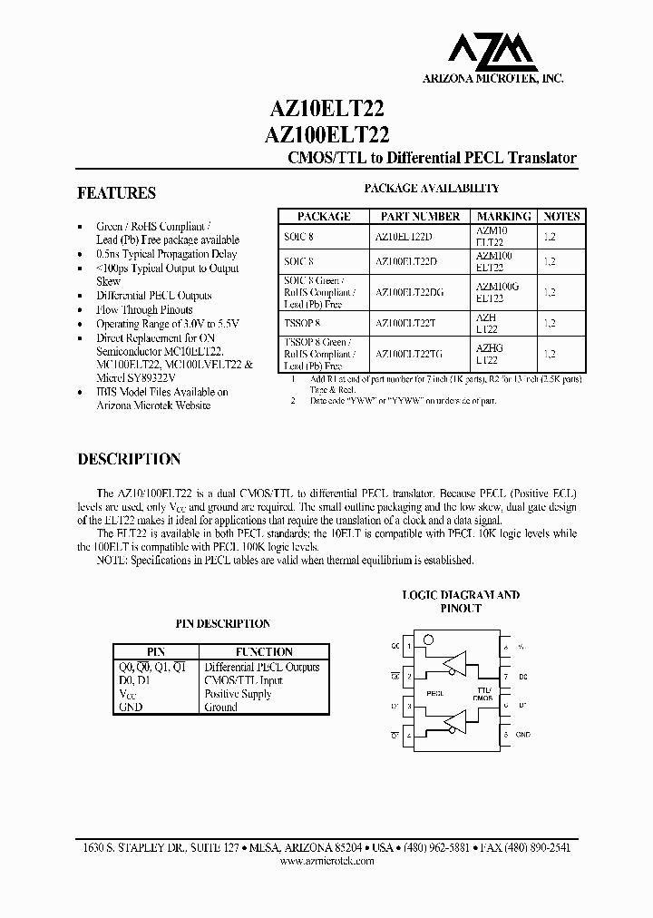 AZ10ELT22D_4150567.PDF Datasheet