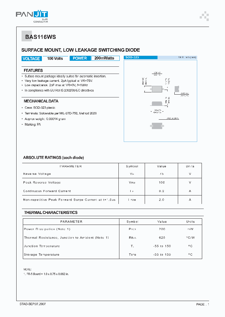 BAS116WS_4163287.PDF Datasheet