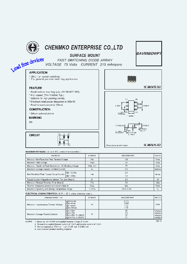 BAV99BDWPT_4137450.PDF Datasheet