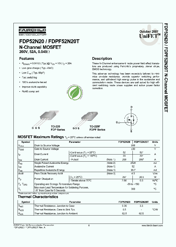 FDPF52N20T_4144956.PDF Datasheet