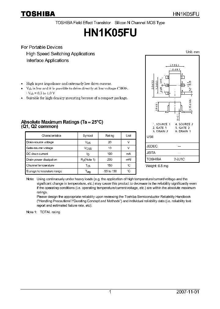 HN1K05FU07_4124633.PDF Datasheet