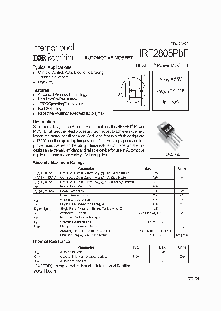 IRF2805PBF_4104729.PDF Datasheet