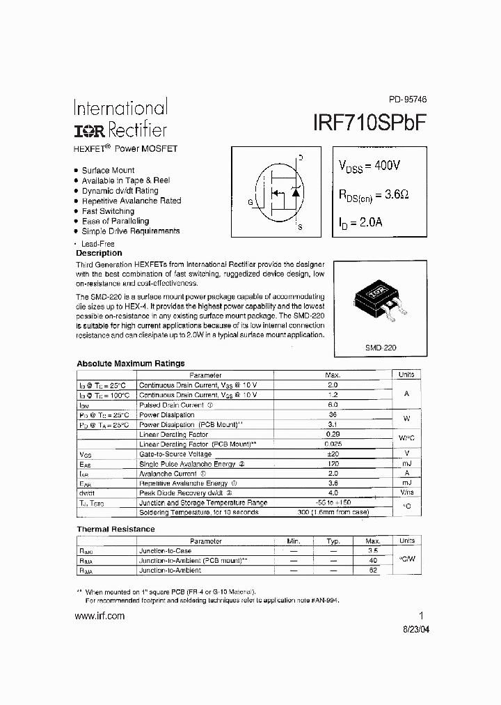 IRF710SPBF_4120048.PDF Datasheet