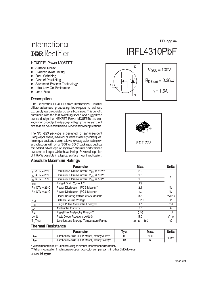 IRFL4310PBF_4111799.PDF Datasheet