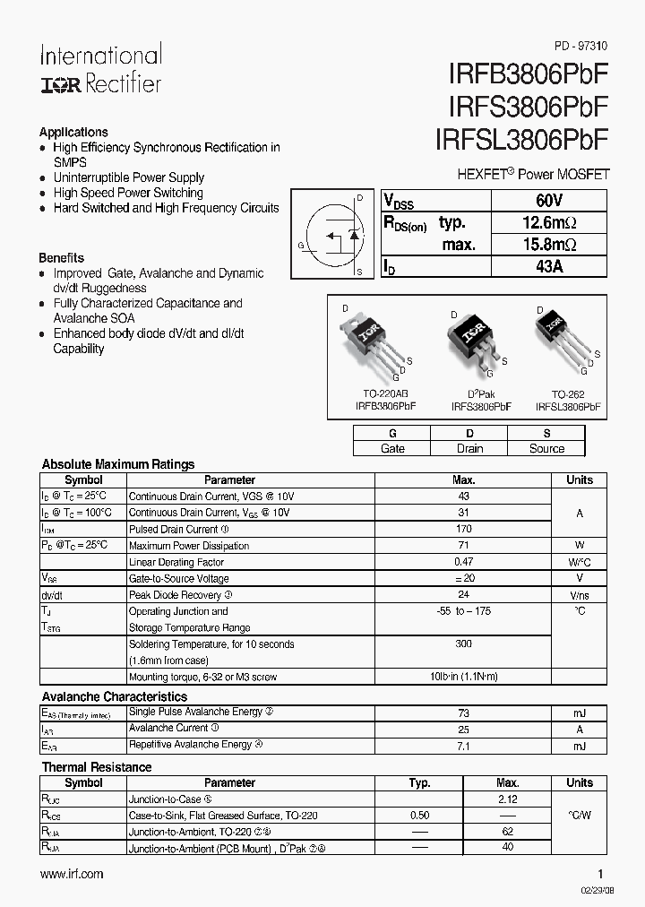 IRFS3806PBF_4150339.PDF Datasheet