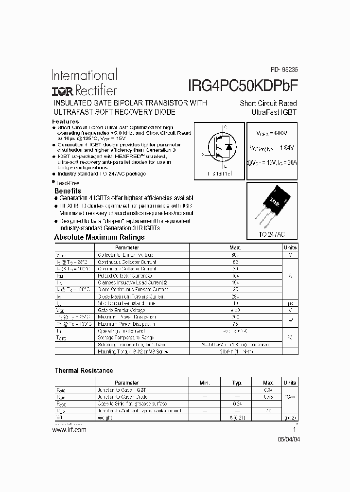 IRG4PC50KDPBF_4116543.PDF Datasheet