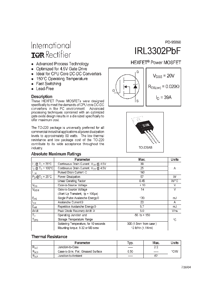 IRL3302PBF_4115626.PDF Datasheet