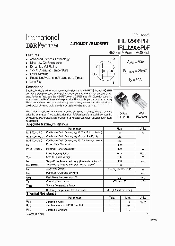 IRLR2908PBF_4105967.PDF Datasheet