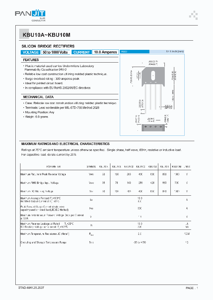 KBU10A07_4120369.PDF Datasheet