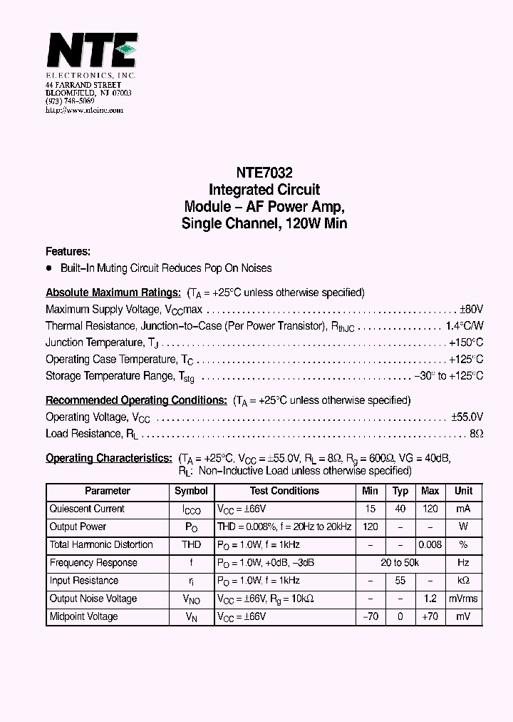 NTE7032_4121642.PDF Datasheet
