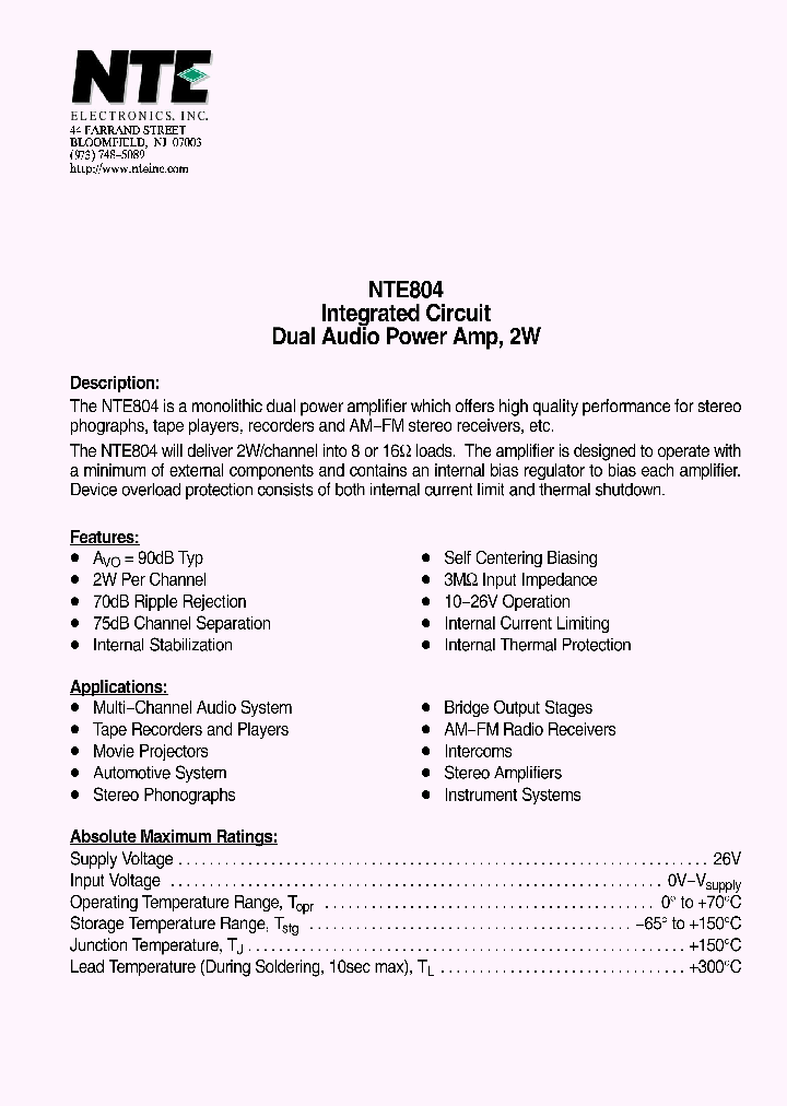 NTE804_4126317.PDF Datasheet