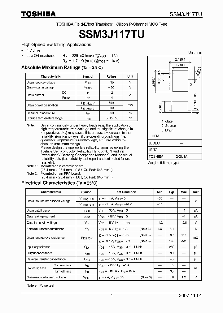 SSM3J117TU_4125470.PDF Datasheet