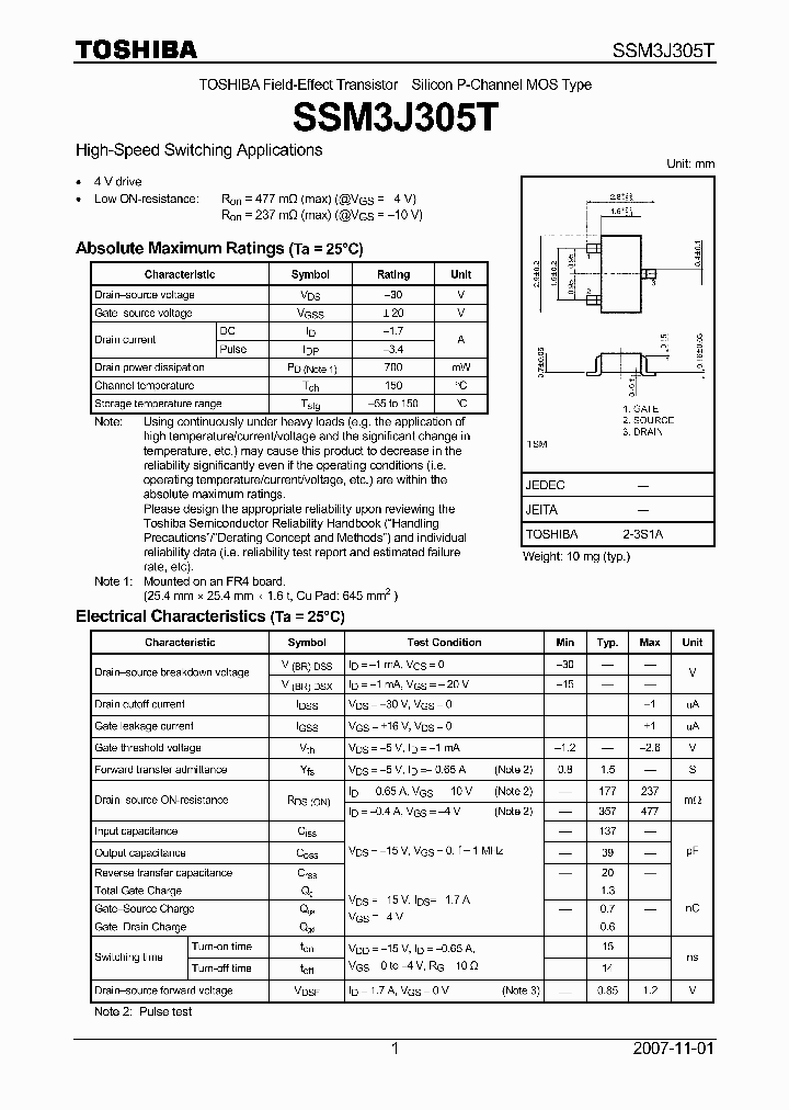 SSM3J305T_4125459.PDF Datasheet