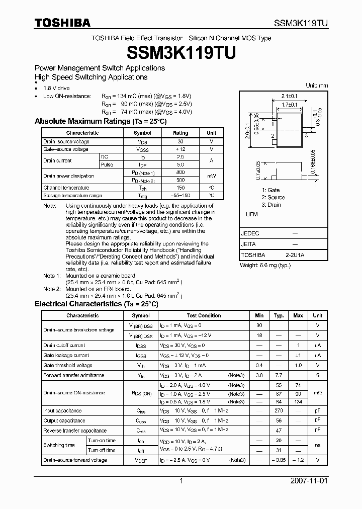 SSM3K119TU_4124550.PDF Datasheet