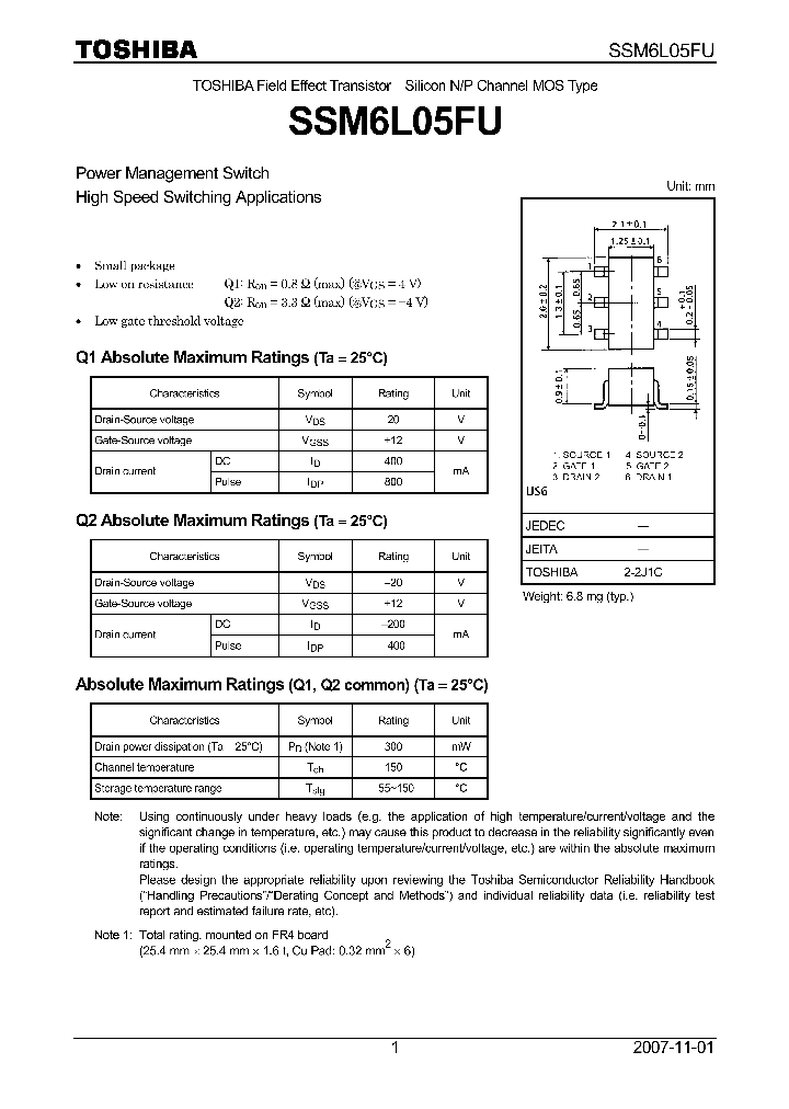 SSM6L05FU07_4134776.PDF Datasheet