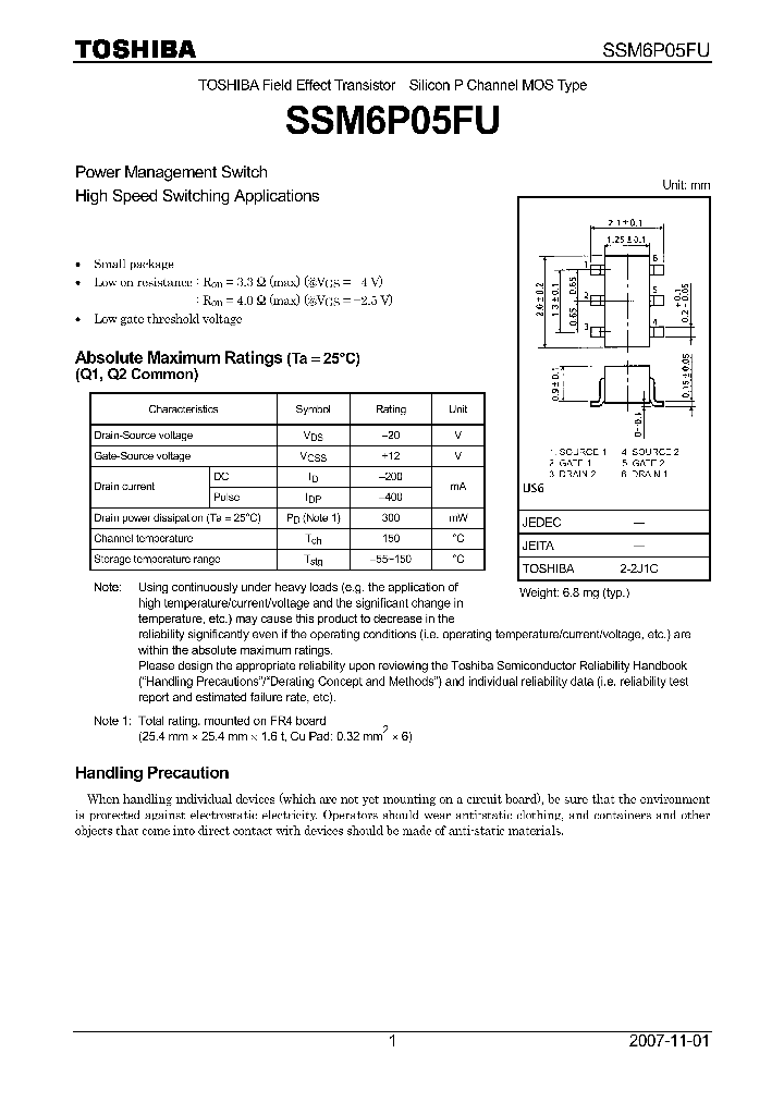 SSM6P05FU07_4134254.PDF Datasheet