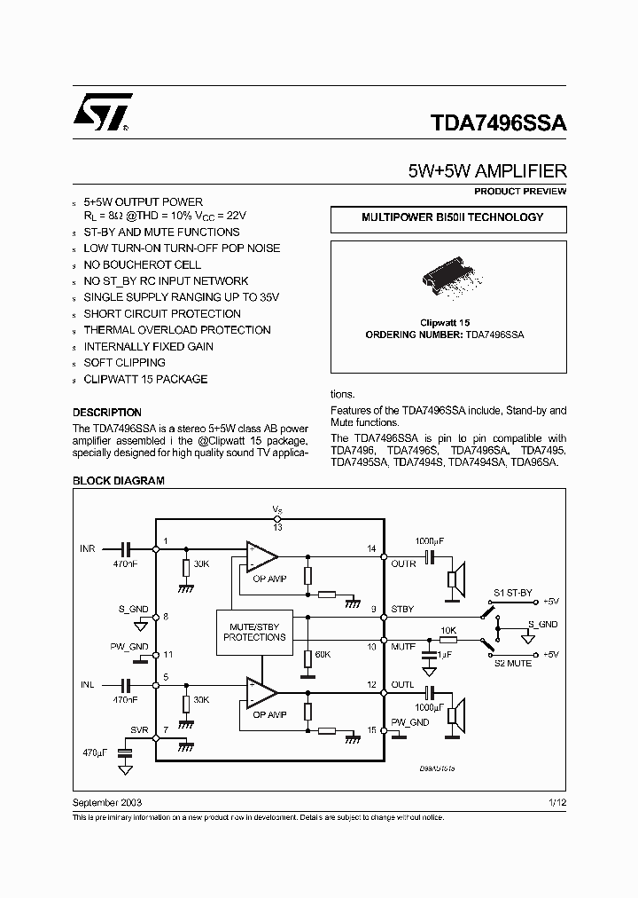 TDA7496SSA_4132759.PDF Datasheet