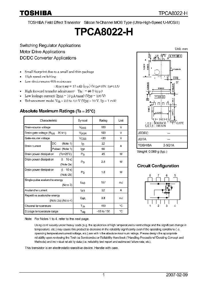 TPCA8022-H_4130721.PDF Datasheet