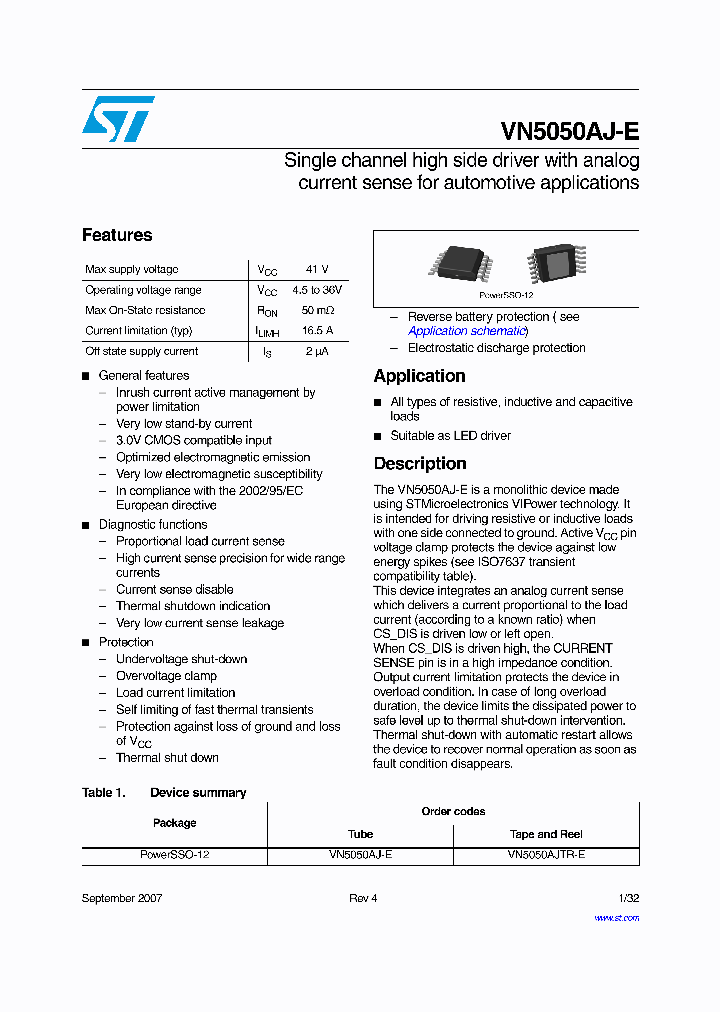 VN5050AJTR-E_4123529.PDF Datasheet