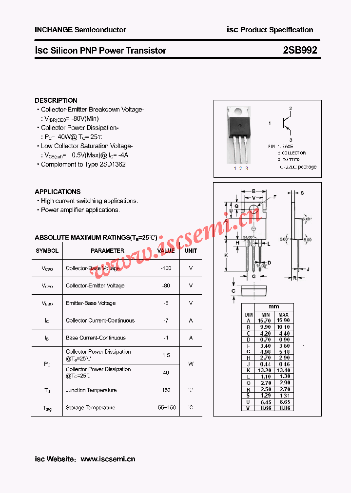2SB992_4396221.PDF Datasheet