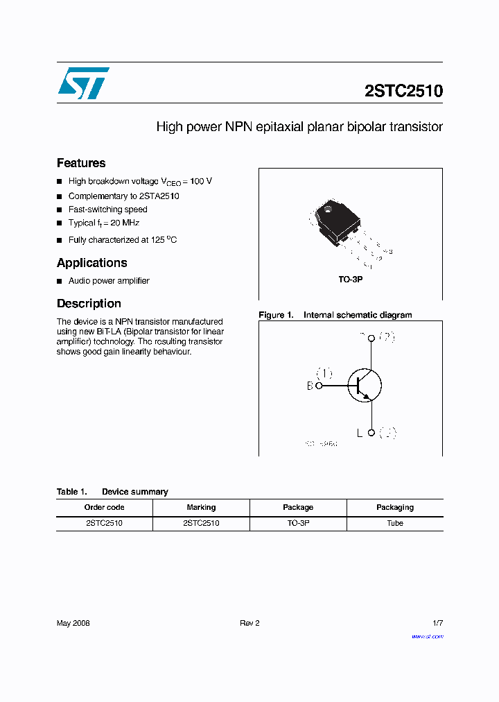 2STC2510_4311377.PDF Datasheet