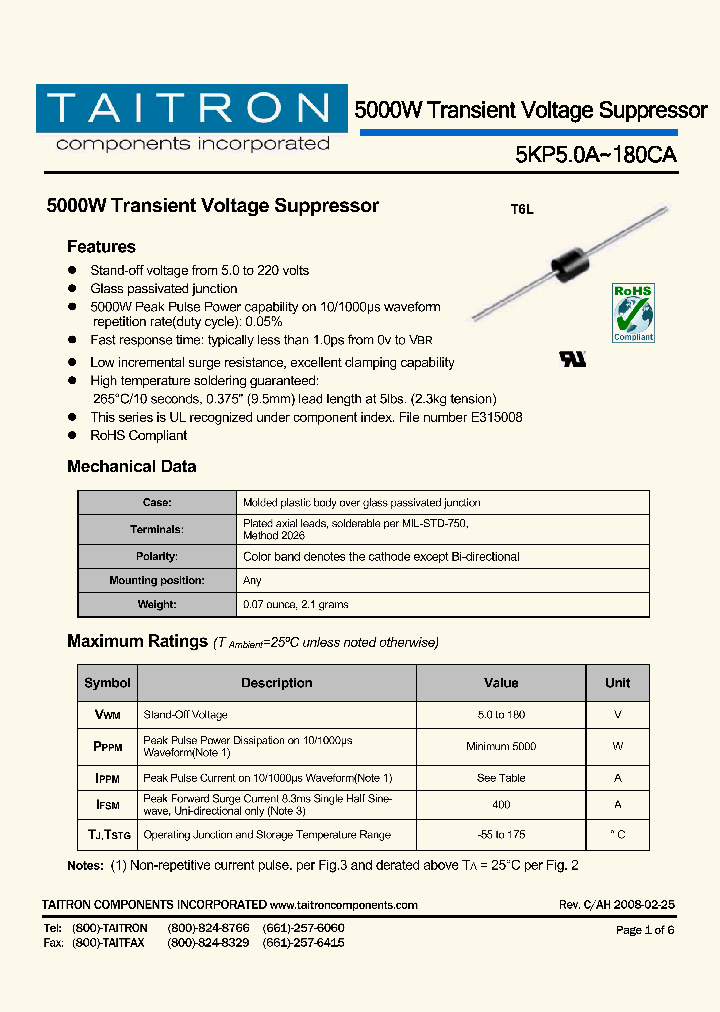 5KP15CA_4198501.PDF Datasheet