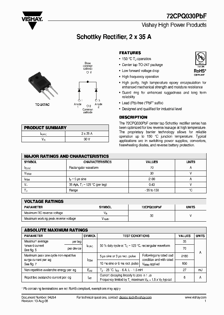 72CPQ030PBF_4687450.PDF Datasheet