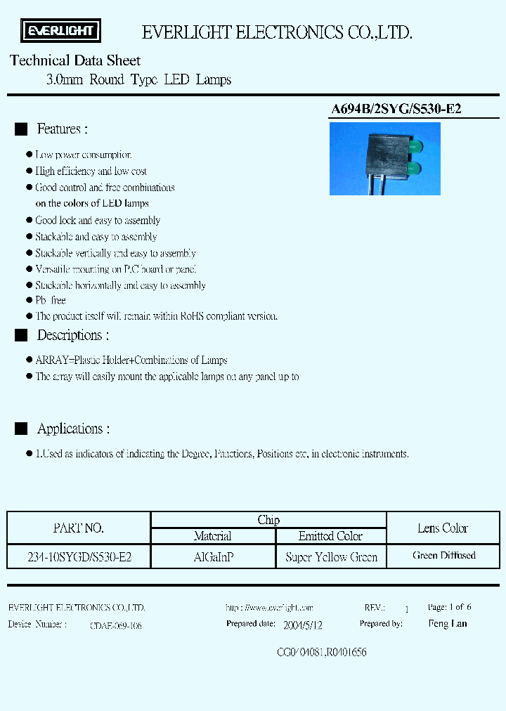 A694B-2SYG-S530-E2_4385385.PDF Datasheet