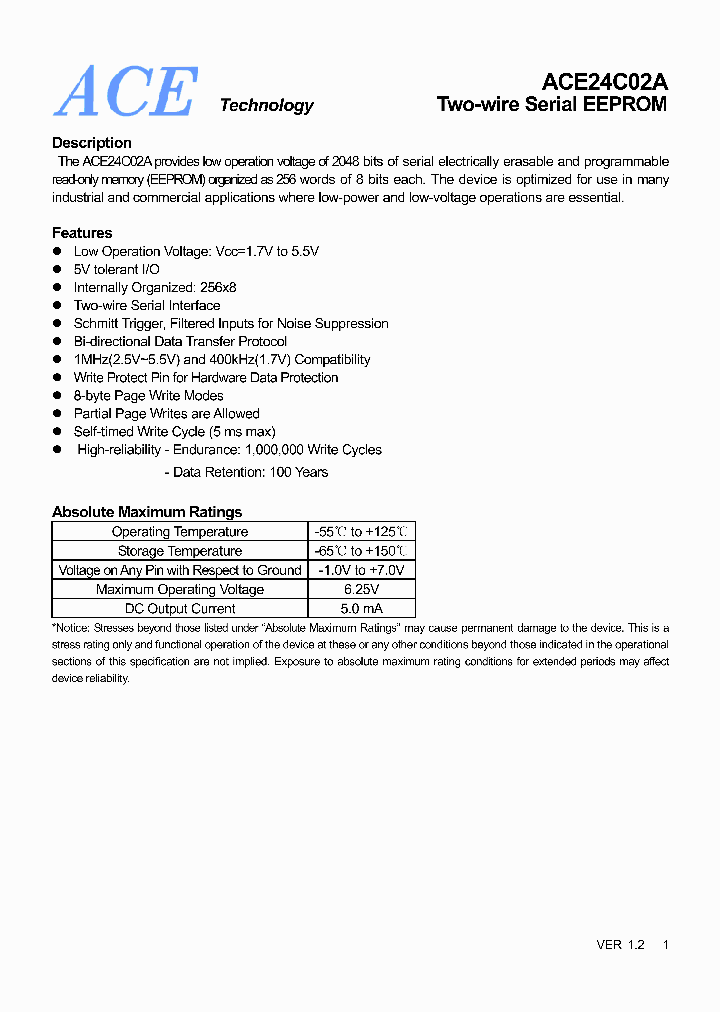 ACE24C02ATMTH_4525182.PDF Datasheet