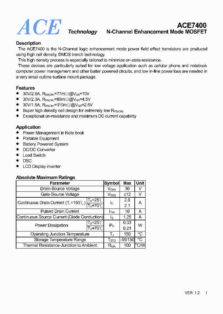 ACE7400_4710276.PDF Datasheet